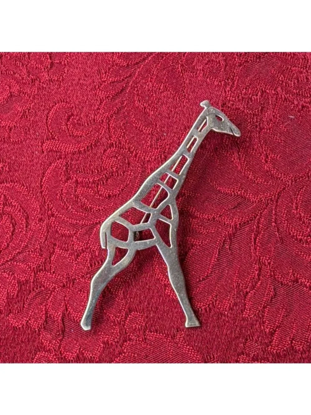 Vintage SU Sterling Silver Giraffe Brooch Pin Safari Animal Cutout 925 Jewelry